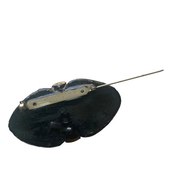 Vintage Art Nouveau Style Amber Rhinestone Bar Brooch Pin Victorian Feminine - Picture 5 of 7